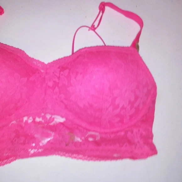 Victoria Secret PINK Bralette Bra XL Neon Pink Lace Push Up Underwire New - Picture 4 of 6